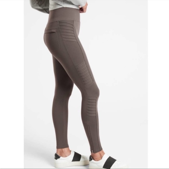 Athleta Delancey Moto Tight Tan Brown Leggings Pants- small - Picture 4 of 10